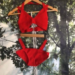 Herve Leger Red Bikini